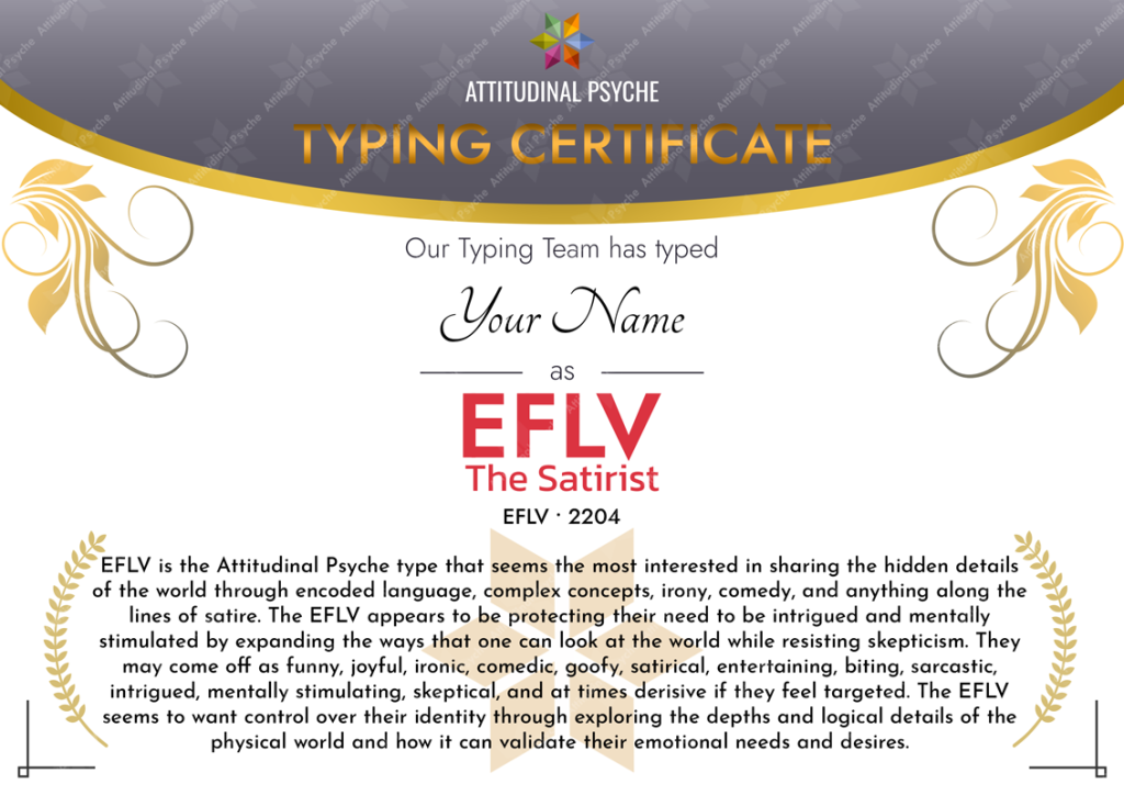 Attitudinal Psyche Type Certificate